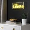 JONATHAN Y NEN1000A Cheers 11.8″ Contemporary Glam Acrylic Box USB Operated LED Neon Light, Yellow Plug in Wall Light for Bedroom Wall Décor, Kids Bedroom, Party Supplier