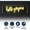 JONATHAN Y NEN1007A Hello Gorgerous 20″ Contemporary Glam Acrylic Box USB Operated LED Neon Light, Yellow Plug in Wall Light for Bedroom Wall Décor, Kids Bedroom, Party Supplier