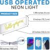 JONATHAN Y NEN1007A Hello Gorgerous 20″ Contemporary Glam Acrylic Box USB Operated LED Neon Light, Yellow Plug in Wall Light for Bedroom Wall Décor, Kids Bedroom, Party Supplier