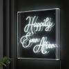 JONATHAN Y NEN1009A Happily Ever After 23.63″ Square Contemporary Glam Acrylic Box USB Operated LED Neon Light, White