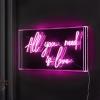 JONATHAN Y NEN1011A All You Need is Love 23.63″ X 11.75″ Contemporary Glam Acrylic Box USB Operated LED Neon Light, Pink