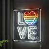 JONATHAN Y NEN1014A Love 15″ Square Contemporary Glam Acrylic Box USB Operated LED Neon Light, White/Rainbow