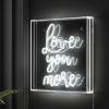 JONATHAN Y NEN1015A Love You More 15″ Square Contemporary Glam Acrylic Box USB Operated LED Neon Light, White