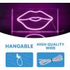 JONATHAN Y NEN1024A Lips 11.88″ X 5.88″ Contemporary Glam Acrylic Box USB Operated LED Neon Light, Pink