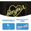 JONATHAN Y NEN1030A Bonjour Heart 15″ X 10.3″ Contemporary Glam Acrylic Box USB Operated LED Neon Light, Yellow