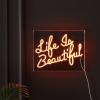 JONATHAN Y NEN1031A Life is Beautiful 13.7″ X 10.9″ Contemporary Glam Acrylic Box USB Operated LED Neon Light, Orange