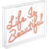 JONATHAN Y NEN1031A Life is Beautiful 13.7″ X 10.9″ Contemporary Glam Acrylic Box USB Operated LED Neon Light, Orange