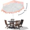 JONATHAN Y UMB1000C Baiona 9 ft. Classic MidCentury Market Patio Umbrella with UV Protection, Auto-Tilt, Crank and Wind Vent in White/Coral Pink(White/Coral Pink)