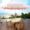 JONATHAN Y UMB1000C Baiona 9 ft. Classic MidCentury Market Patio Umbrella with UV Protection, Auto-Tilt, Crank and Wind Vent in White/Coral Pink(White/Coral Pink)