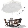 JONATHAN Y UMB1000C Baiona 9 ft. Classic MidCentury Market Patio Umbrella with UV Protection, Auto-Tilt, Crank and Wind Vent in White/Coral Pink(White/Cream)