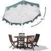 JONATHAN Y UMB1000C Baiona 9 ft. Classic MidCentury Market Patio Umbrella with UV Protection, Auto-Tilt, Crank and Wind Vent in White/Coral Pink(White/Green)
