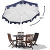 JONATHAN Y UMB1000C Baiona 9 ft. Classic MidCentury Market Patio Umbrella with UV Protection, Auto-Tilt, Crank and Wind Vent in White/Coral Pink(White/Navy)