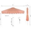 JONATHAN Y UMB1002F Tracy 9 ft. Classic MidCentury Scalloped Fringe Market Patio Umbrella with Auto-Tilt Crank, Wind Vent and UV Protection in Coral Red/White, White Pole(Coral Pink – White Pole)