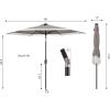 JONATHAN Y UMB1100E Spencer 9 ft. Classic Coastal 2-Tone Solar LED Market Patio Umbrella with 12 LED Strip Lights, Auto-Tilt, Crank Protection in Green/White(Gray/White)