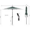 JONATHAN Y UMB1100E Spencer 9 ft. Classic Coastal 2-Tone Solar LED Market Patio Umbrella with 12 LED Strip Lights, Auto-Tilt, Crank Protection in Green/White(Green/White)