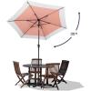 JONATHAN Y UMB1100E Spencer 9 ft. Classic Coastal 2-Tone Solar LED Market Patio Umbrella with 12 LED Strip Lights, Auto-Tilt, Crank Protection in Green/White(Coral Pink/White)