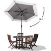 JONATHAN Y UMB1100E Spencer 9 ft. Classic Coastal 2-Tone Solar LED Market Patio Umbrella with 12 LED Strip Lights, Auto-Tilt, Crank Protection in Green/White(Gray/White)