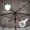JONATHAN Y UMB1100E Spencer 9 ft. Classic Coastal 2-Tone Solar LED Market Patio Umbrella with 12 LED Strip Lights, Auto-Tilt, Crank Protection in Green/White(Gray/White)