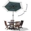 JONATHAN Y UMB1100E Spencer 9 ft. Classic Coastal 2-Tone Solar LED Market Patio Umbrella with 12 LED Strip Lights, Auto-Tilt, Crank Protection in Green/White(Green/White)