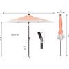 JONATHAN Y UMB1100E Spencer 9 ft. Classic Coastal 2-Tone Solar LED Market Patio Umbrella with 12 LED Strip Lights, Auto-Tilt, Crank Protection in Green/White(Coral Pink/White)