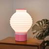 JONATHAN Y USA1003B 3D Printed Dimmable LED Table Lamp Asian Lantern 15″ Vintage Traditional Plant-Based PLA for Living Room, Dorm, Home, Office (LED Bulb Included), White/Blue(White/Hot Pink)