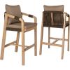 JONATHAN Y BSL1200B-SET2 Porto Modern Coastal Tub Roped Acacia Wood Outdoor Bar Stool with Cushions and Armrests Modern, Coastal, Contemporary, Rustic, Garden Room, Patio, Gray/Teak Brown (Set of 2)(Brown)