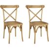 JONATHAN Y DNG1000A-SET2 Annecy Classic Traditional X-Back Wood Outdoor Dining Chair French Country, Cottage, Traditional, Farmhouse, Shabby Chic, Natural (Set of 2)