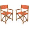 JONATHAN Y DRC1000A-SET2 Cukor Classic Vintage Outdoor Acacia Wood Folding Director Chair with Canvas Seat Mid-Century, Modern, Traditional, Bohemian, Coastal, Minimalist, Gray/Teak Brown (Set of 2)(Orange/Teak Brown)