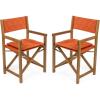 JONATHAN Y DRC1002A-SET2 Waldo Classic Mid-Century Outdoor Acacia Wood Foldable Diamond-Quilted Back Director Chair with Cushion Modern, Vintage, Bohemian, Coastal, Beige/Teak Brown (Set of 2)(Orange/Teak Brown)