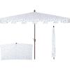 JONATHAN Y Half Umbrella UMB1200E Sidney 9 ft. Classic MidCentury Rectangular Market Patio with Crank, Wind Vent and UV Protection in Green/White(Blue/White)