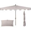 JONATHAN Y Half Umbrella UMB1200E Sidney 9 ft. Classic MidCentury Rectangular Market Patio with Crank, Wind Vent and UV Protection in Green/White(Gray)