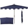 JONATHAN Y Half Umbrella UMB1200E Sidney 9 ft. Classic MidCentury Rectangular Market Patio with Crank, Wind Vent and UV Protection in Green/White(Navy)