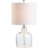 JONATHAN Y JYL1027A Gemma 19″ Glass Bell LED Table Lamp, Coastal, Cottage, Transitional, Modern, Office, Living Room, Family Room, Dining Room, Bedroom, Hallway, Foyer, Moroccan Blue(Clear)