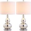 JONATHAN Y JYL1028C-SET2 Anya 20.5″ Mini Glass Lamp(Set of 2) Transitional,Glam,Midcentury for Bedroom, Living Room, Office, College Dorm, Coffee Table, Bookcase, Silver, 2 Piece(Mercury Silver)