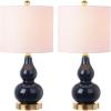 JONATHAN Y JYL1028C-SET2 Anya 20.5″ Mini Glass Lamp(Set of 2) Transitional,Glam,Midcentury for Bedroom, Living Room, Office, College Dorm, Coffee Table, Bookcase, Silver, 2 Piece(Navy)