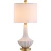 JONATHAN Y JYL1030A Parker 21.5″ Ceramic Mini LED Table Lamp, Modern, Contemporary, Elegant, Office, Living Room, Family Room, Dining Room, Bedroom, Hallway, Foyer, Brass/White
