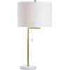 JONATHAN Y JYL1043A Alyssa 24.5″ Metal/Marble LED Table Lamp Contemporary Bedside Desk Nightstand Lamp for Bedroom Living Room Office College Bookcase LED Bulb Included, Brass Gold/White(Brass Gold/White)