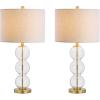 JONATHAN Y JYL1070A-SET2 Set of 2 Table Lamps Bella 27″ Glass Triple-Sphere LED Table Lamp Contemporary Bedside Desk Nightstand Lamp for Bedroom Living Room Office College Bookcase, Clear/Brass(Clear/Brass)