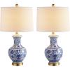 JONATHAN Y JYL1072A-SET2 Set of 2 Table Lamps Jennifer 25.25″ Ceramic/Metal LED Table Lamp Cottage Bedside Desk Nightstand Lamp for Bedroom Living Room Office College Bookcase, Blue/White