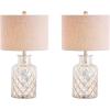 JONATHAN Y JYL1075A-SET2 Set of 2 Table Lamps Alvord 24.5″ LED Glass Table Lamp Contemporary Bedside Desk Nightstand Lamp for Bedroom Living Room Office College Bookcase, Mercury Silver