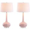 JONATHAN Y JYL1079A-SET2 Set of 2 Table Lamps Bette 28.5″ Glass Teardrop LED Table Lamp Contemporary Bedside Desk Nightstand Lamp for Bedroom Living Room Office College Bookcase, Pink(Pink)