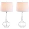 JONATHAN Y JYL1079A-SET2 Set of 2 Table Lamps Bette 28.5″ Glass Teardrop LED Table Lamp Contemporary Bedside Desk Nightstand Lamp for Bedroom Living Room Office College Bookcase, Pink(Clear)