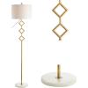 JONATHAN Y JYL1083A Diamante 61.5″ Modern Gilt Metal with Marble Based LED Floor Lamp Classic,Glam,Transitional for Bedrooms, Living Room, Office, Reading, Gold/White
