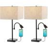 JONATHAN Y JYL1112A-SET2 Austin 25.5″ 2-Light Farmhouse Industrial Iron LED Table Lamp,USB Charging Port,Adjustable Reading Light Coastal,Minimalist Bedside Desk Nightstand,Oil Rubbed Bronze(Set of 2)