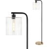 JONATHAN Y JYL1142A Easton 60.75″ Modern Minimalist Metal/Ribbed Glass LED Floor Lamp for Bedroom, Living Room, Office, Brass Gold/Black