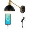 JONATHAN Y JYL1301C Lisa 18″ Swing Arm 1-Light Modern Midcentury Iron USB Charging Port LED Sconce Transitional Farmhouse Entryway Lobby Kitchen Living Room Hallway, Grey/Brass Gold, 8.0 in(Black/Brass Gold)