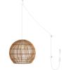 JONATHAN Y JYL1401A Koda 13″ 1-Light Farmhouse Coastal Bohemian Rattan 180″ Cord Plug-in or Hardwired LED Pendant Modern Dining Room Living Room Kitchen Island Foyer Bedroom, Brown(19.0″ Dome)