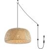 JONATHAN Y JYL1401A Koda 13″ 1-Light Farmhouse Coastal Bohemian Rattan 180″ Cord Plug-in or Hardwired LED Pendant Modern Dining Room Living Room Kitchen Island Foyer Bedroom, Brown(18.0″ Bowl)