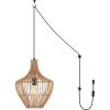 JONATHAN Y JYL1401A Koda 13″ 1-Light Farmhouse Coastal Bohemian Rattan 180″ Cord Plug-in or Hardwired LED Pendant Modern Dining Room Living Room Kitchen Island Foyer Bedroom, Brown(13.0″ Geometric)
