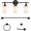 JONATHAN Y JYL1503C Egan 23.25″ 3-Light Classic Cottage Vanity Light with Frosted Glass Shades and Bathroom Accessory Set, Brushed Nickel (5-Piece) – Towel Bar & Ring, Toilet Paper Holder, Robe Hook(Oil-Rubbed Bronze)